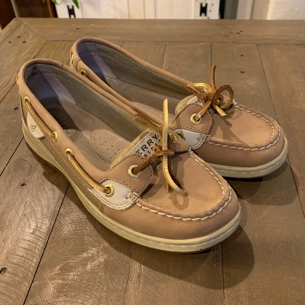 Sperry Top Siders, Tan and Gold, Size 7